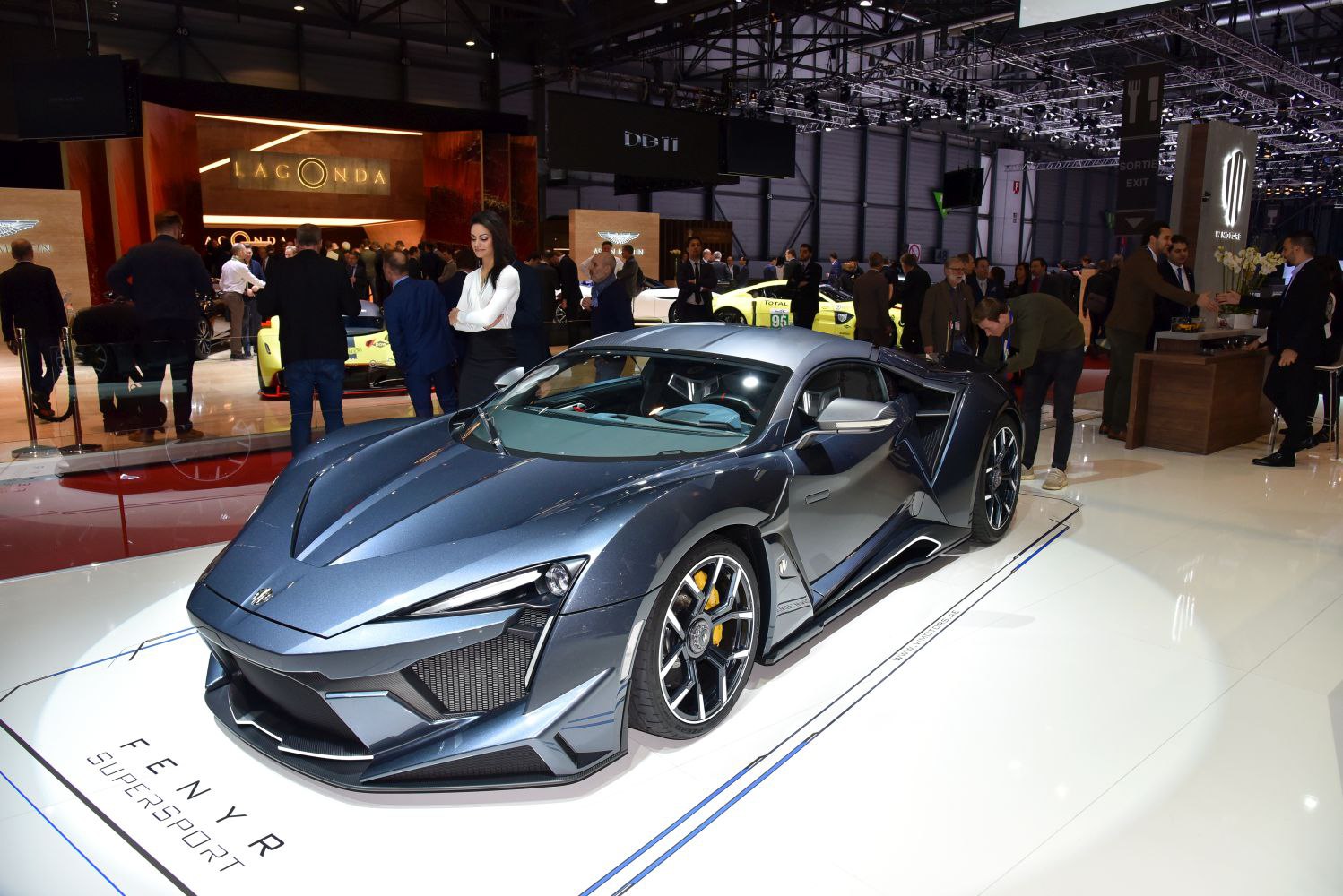 Futuristic, aerodynamic sports coupe with aggressive front and performance wheels