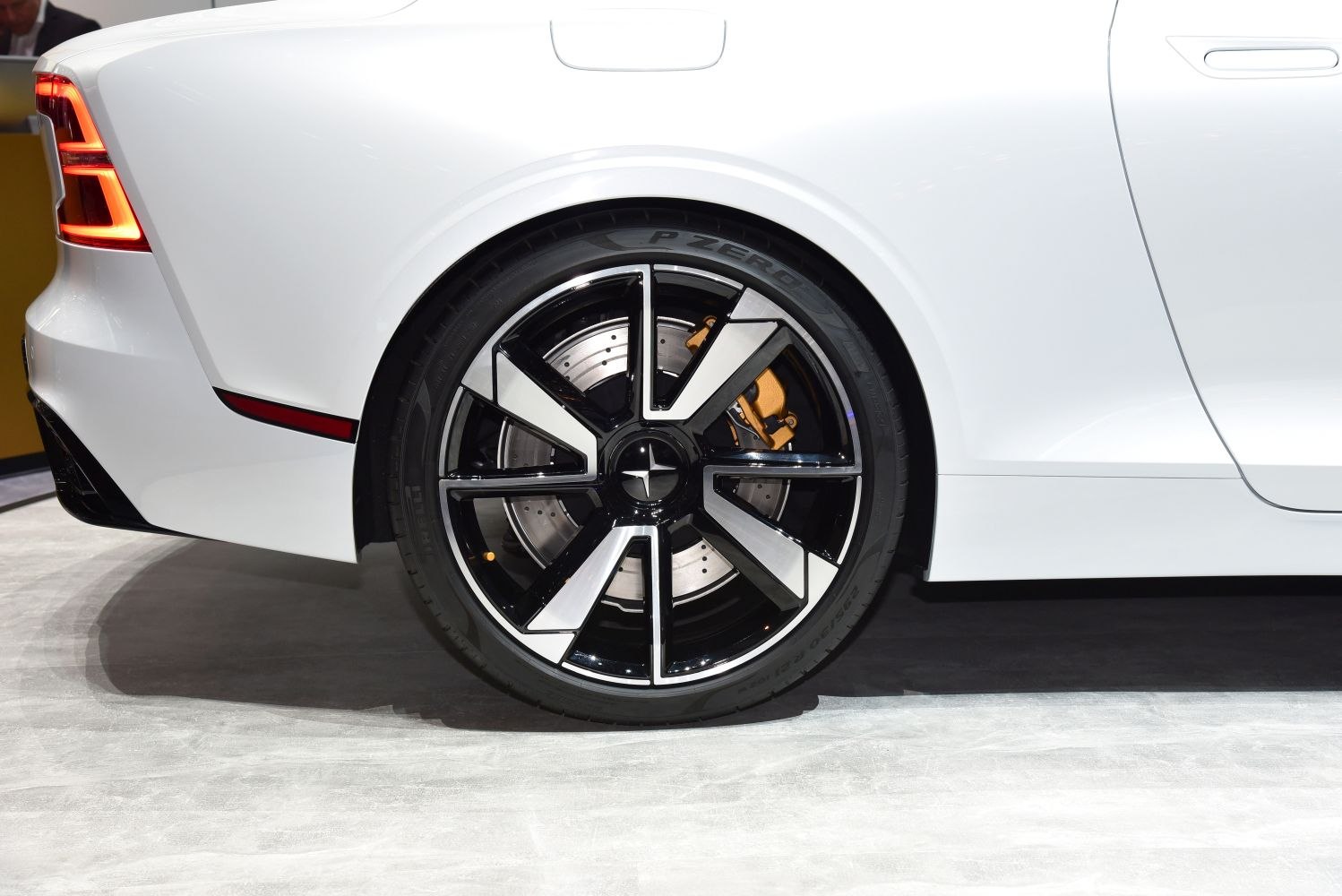 Stylish rear alloy wheel with visible disc brake and caliper