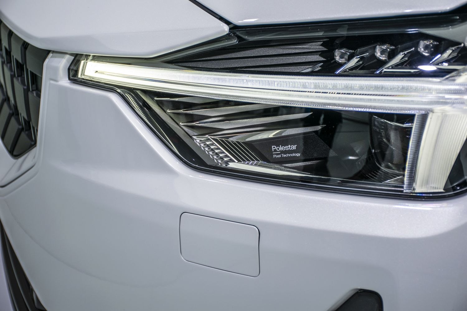 LED pixel technology headlight close-up with intricate design