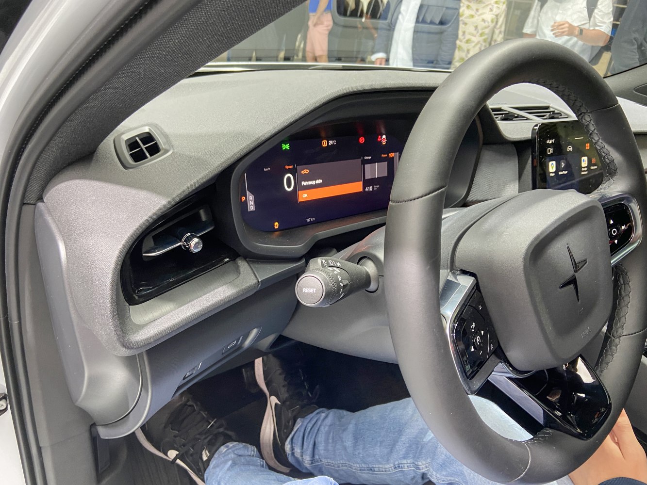 Digital instrument cluster and modern dashboard with steering controls