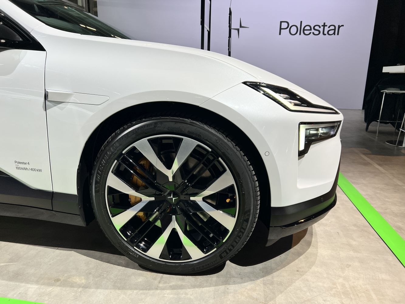 Front wheel with alloy rim and LED headlight design