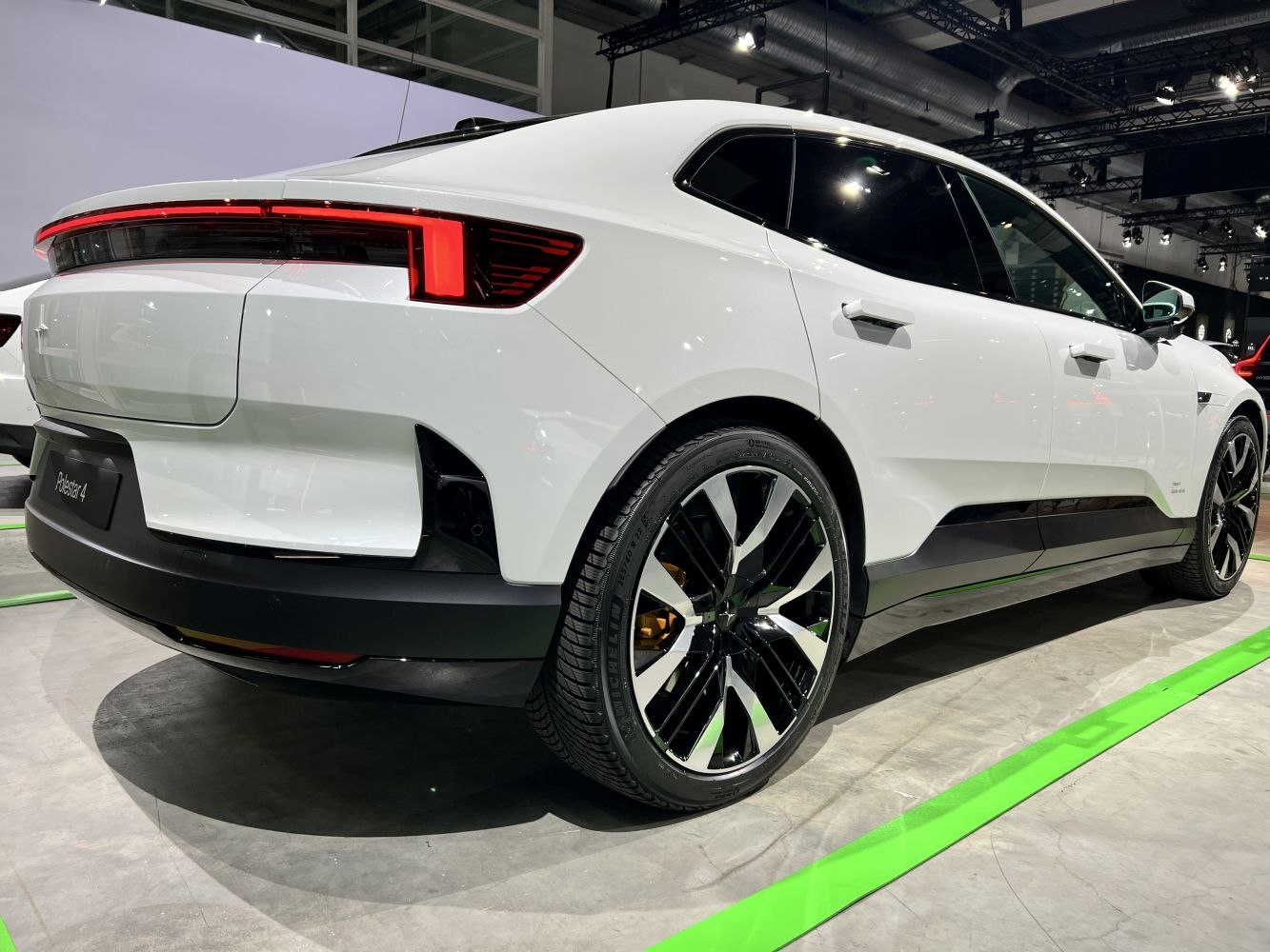 Rear view with LED taillights and large multi-spoke alloy wheels