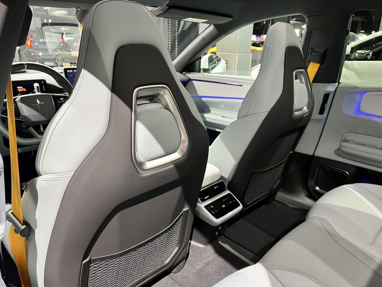 Sporty rear seats with integrated headrests and ambient lighting