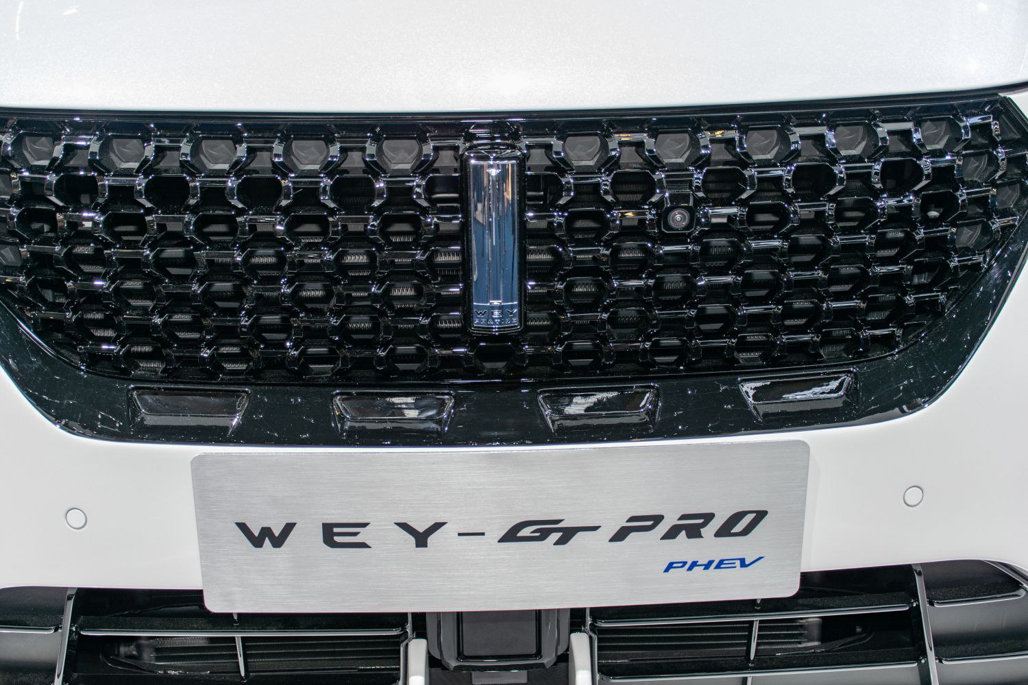 Chrome front grille with emblem and PHEV badge