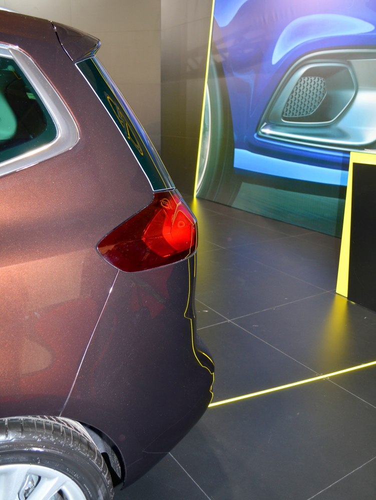 Close-up of tail light and rear quarter panel.