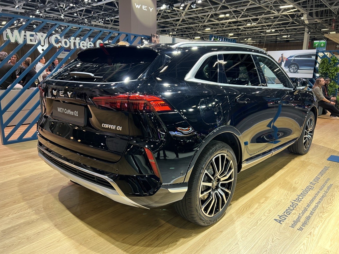 Sleek SUV rear view with distinctive tail lights and stylish alloy wheels