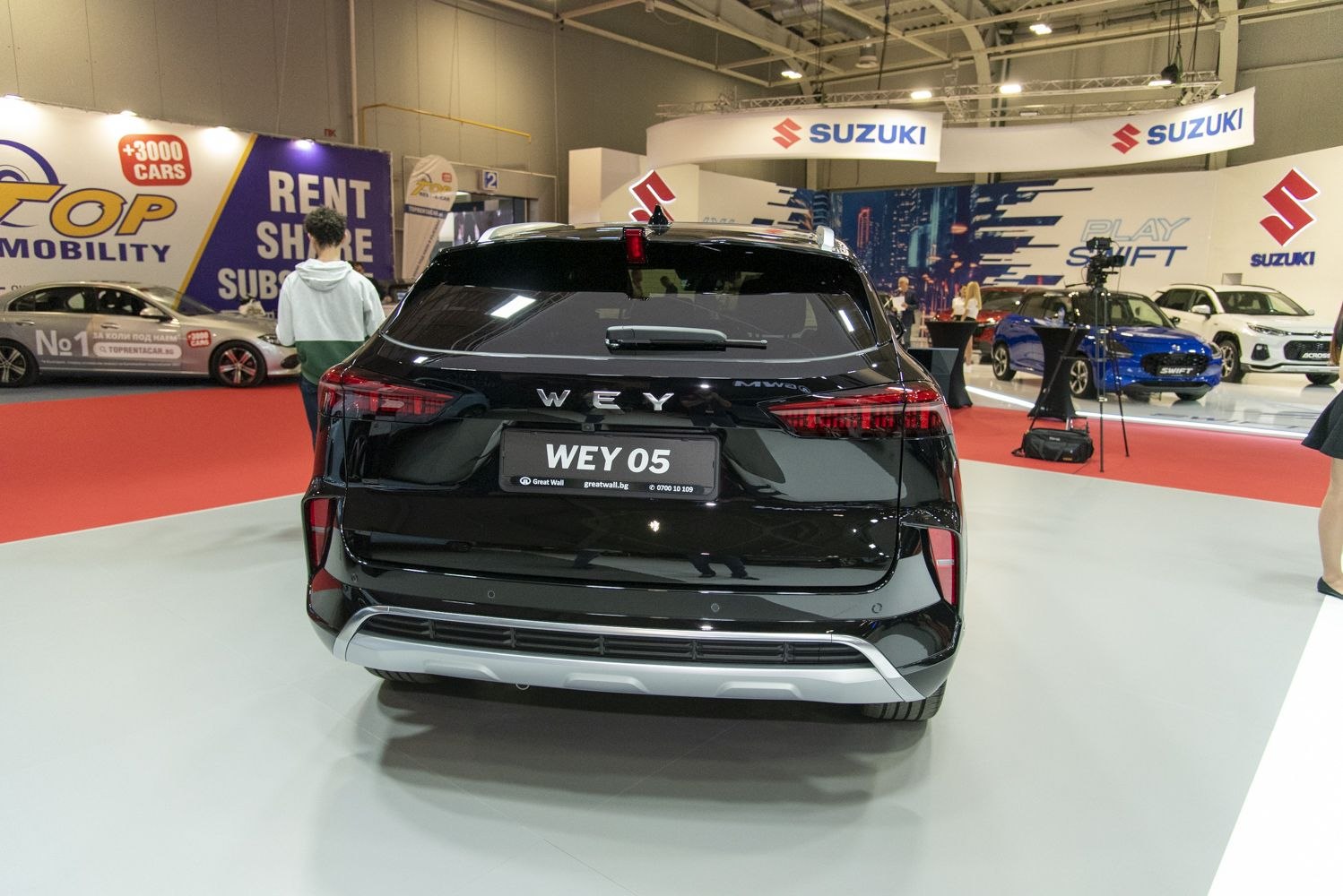 Rear view with LED tail lights and sporty bumper