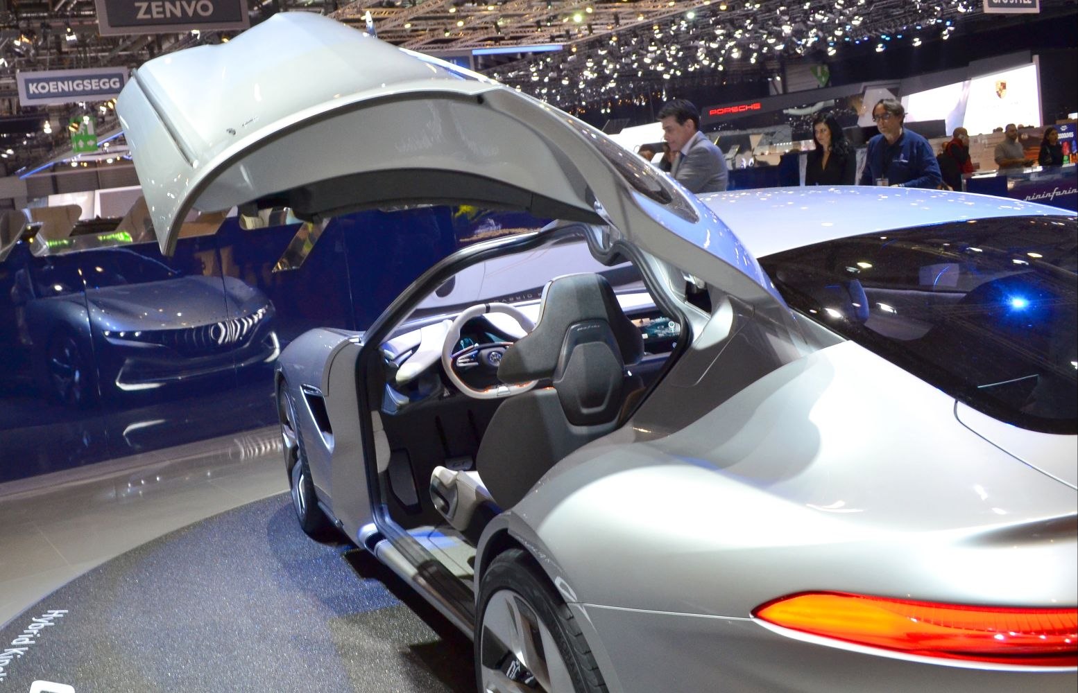 Futuristic interior with gullwing doors open