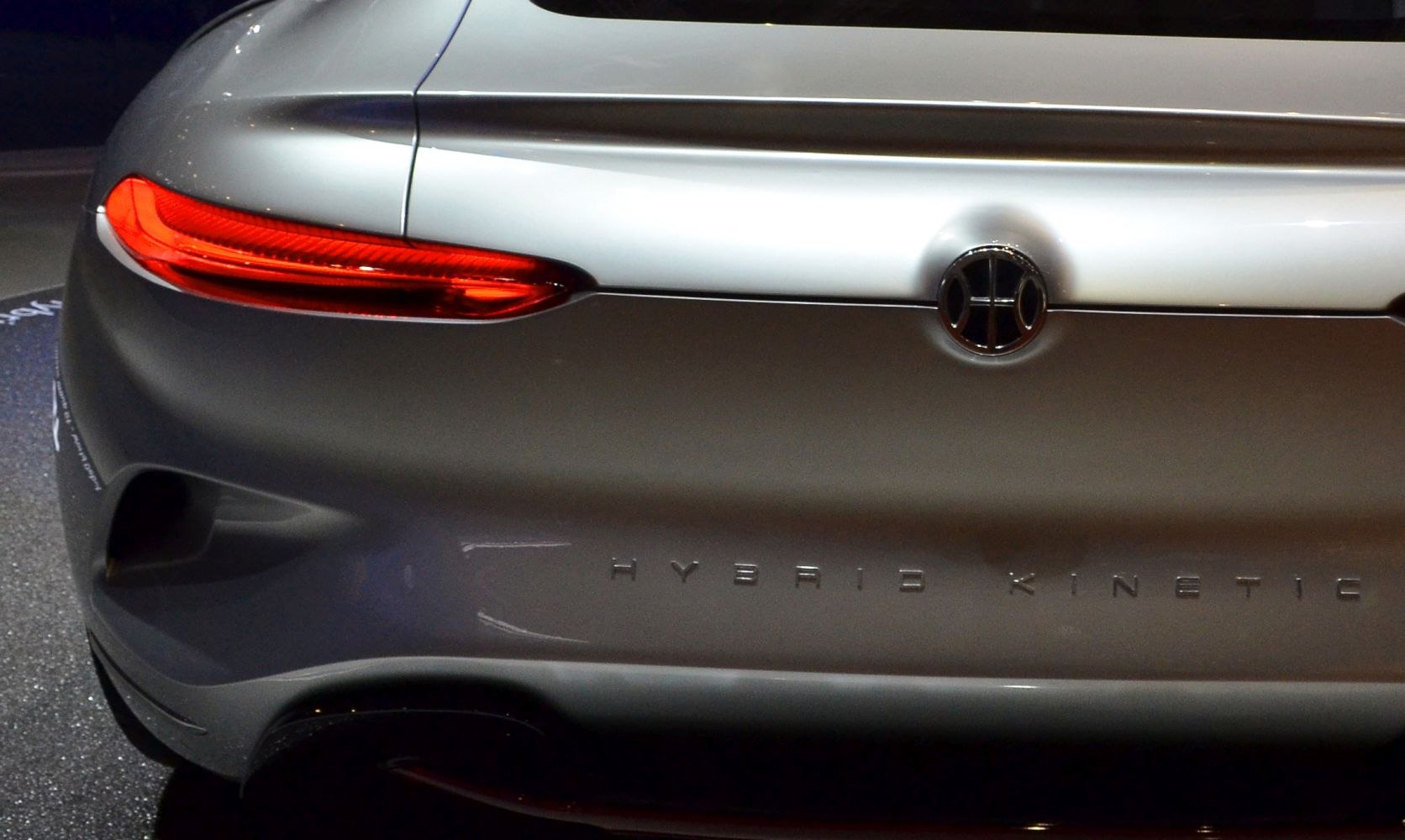 Sleek rear tail light and hybrid kinetic badge with smooth rear design.