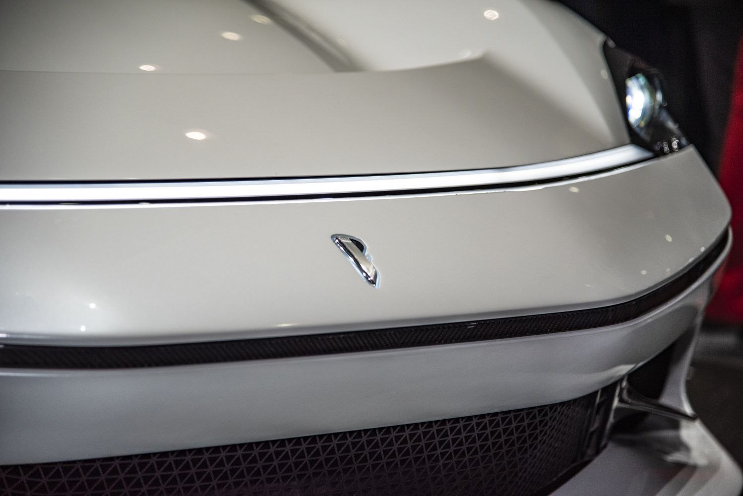 Front end with distinct badge and slim LED light strip
