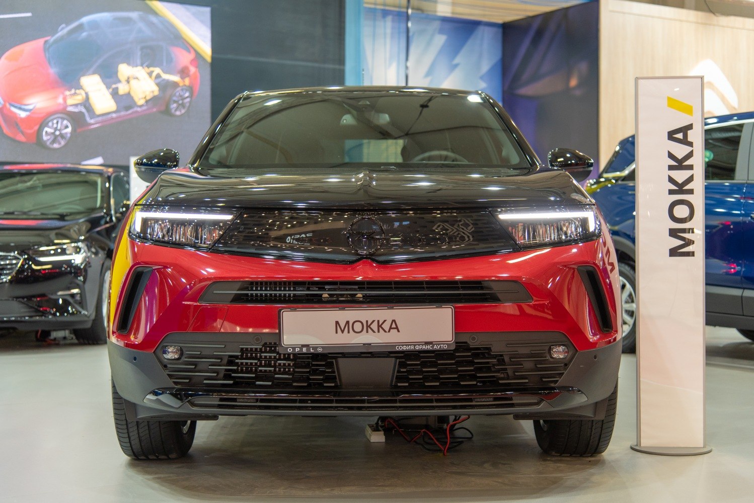 Sleek front fascia with LED headlights and black grille