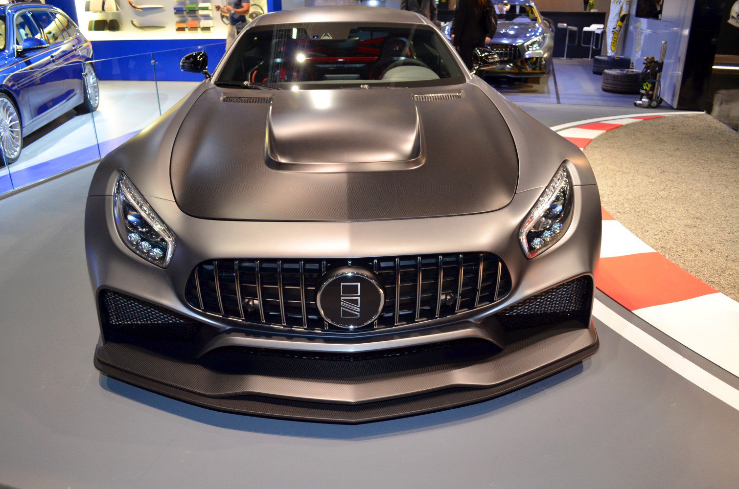 Aerodynamic hood with aggressive grille and sleek LED headlights