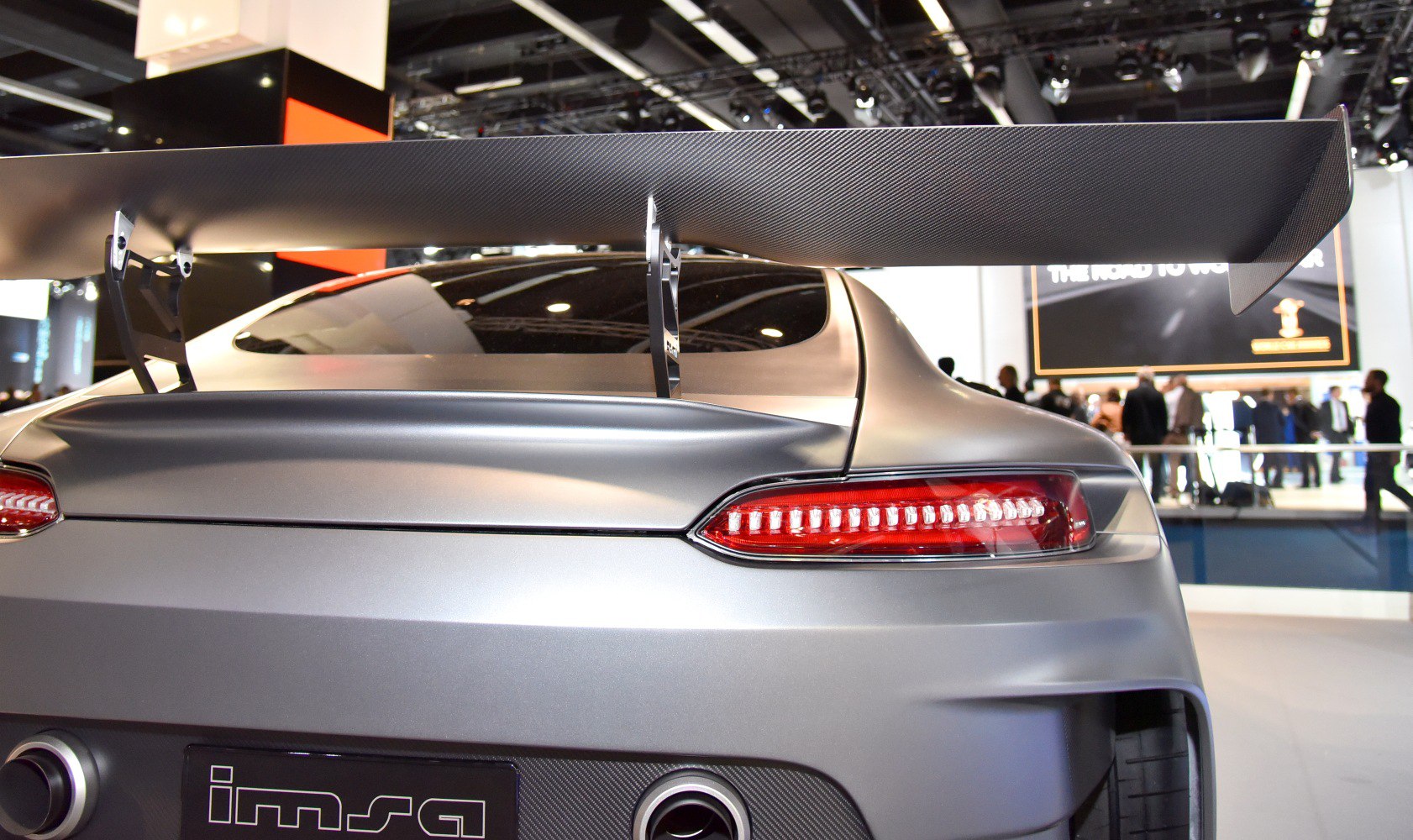 Rear aerodynamic carbon fiber wing and LED taillights