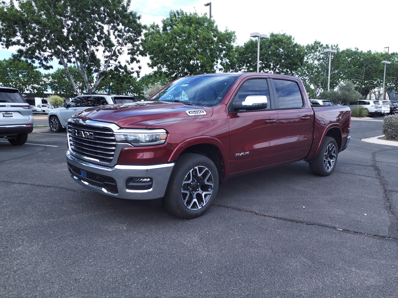 Pickup truck with crew cab and chrome grille