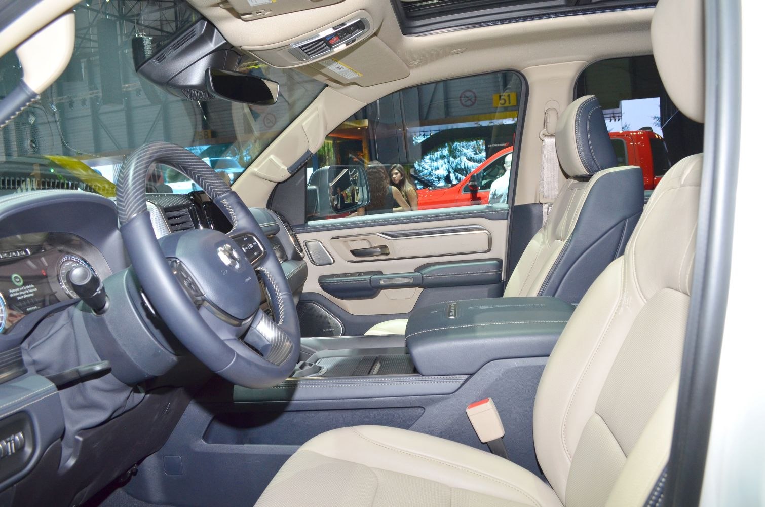 Spacious premium leather interior with advanced dashboard and steering wheel