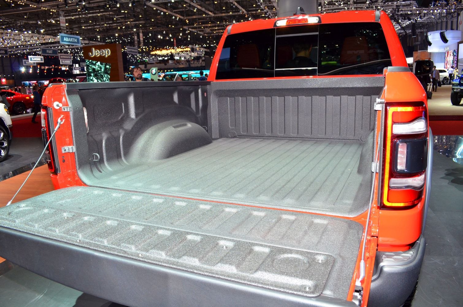 Open spacious pickup truck bed with tailgate down