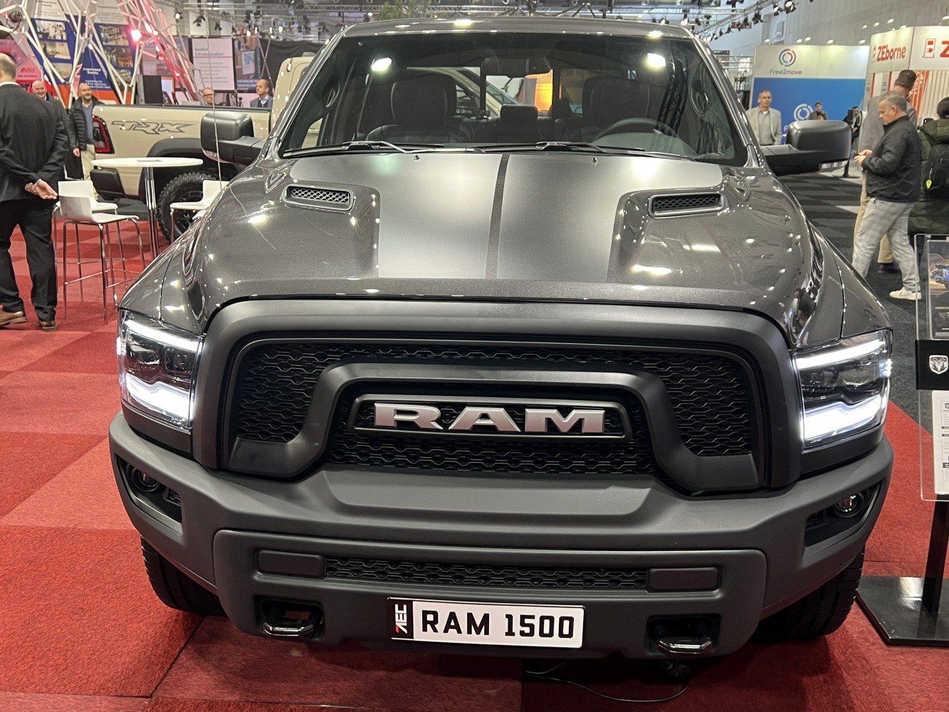Front view with hood vents and LED headlights