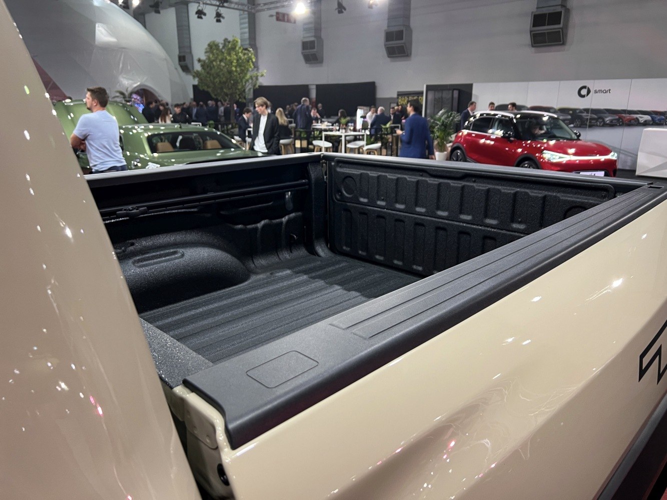 Pickup truck bed interior with protective liner