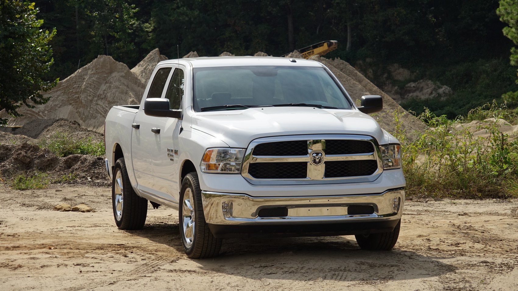 Front view of pickup truck with chrome grille and bumper
