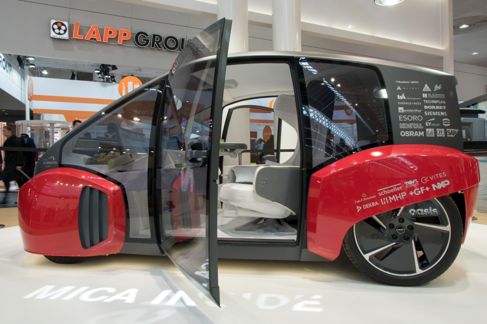 Transparent door with sleek body and futuristic design elements.