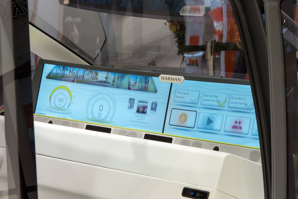 Futuristic digital dashboard and interactive infotainment touch display.
