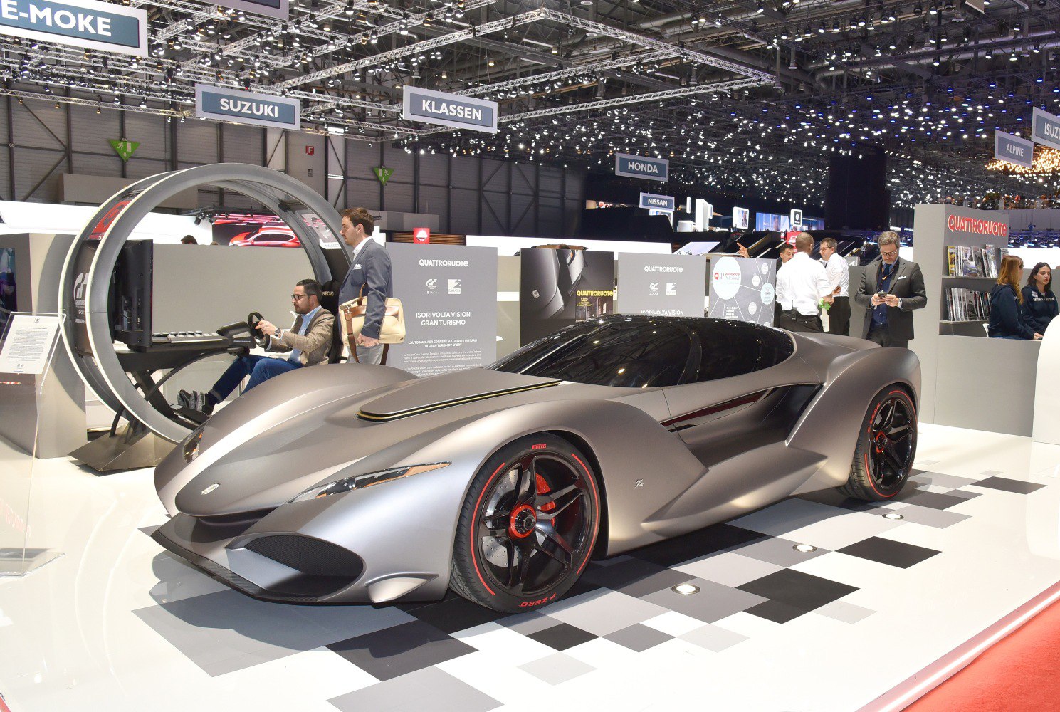 Sleek aerodynamic futuristic supercar concept with large wheels and smooth body lines