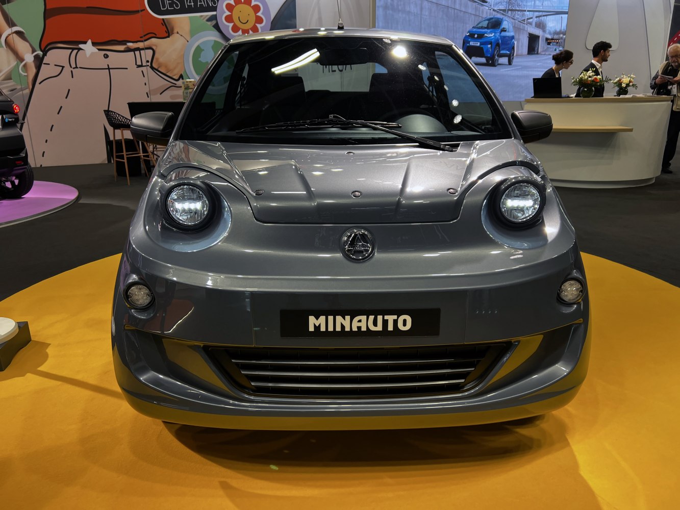 Front view with round LED headlights and sleek design