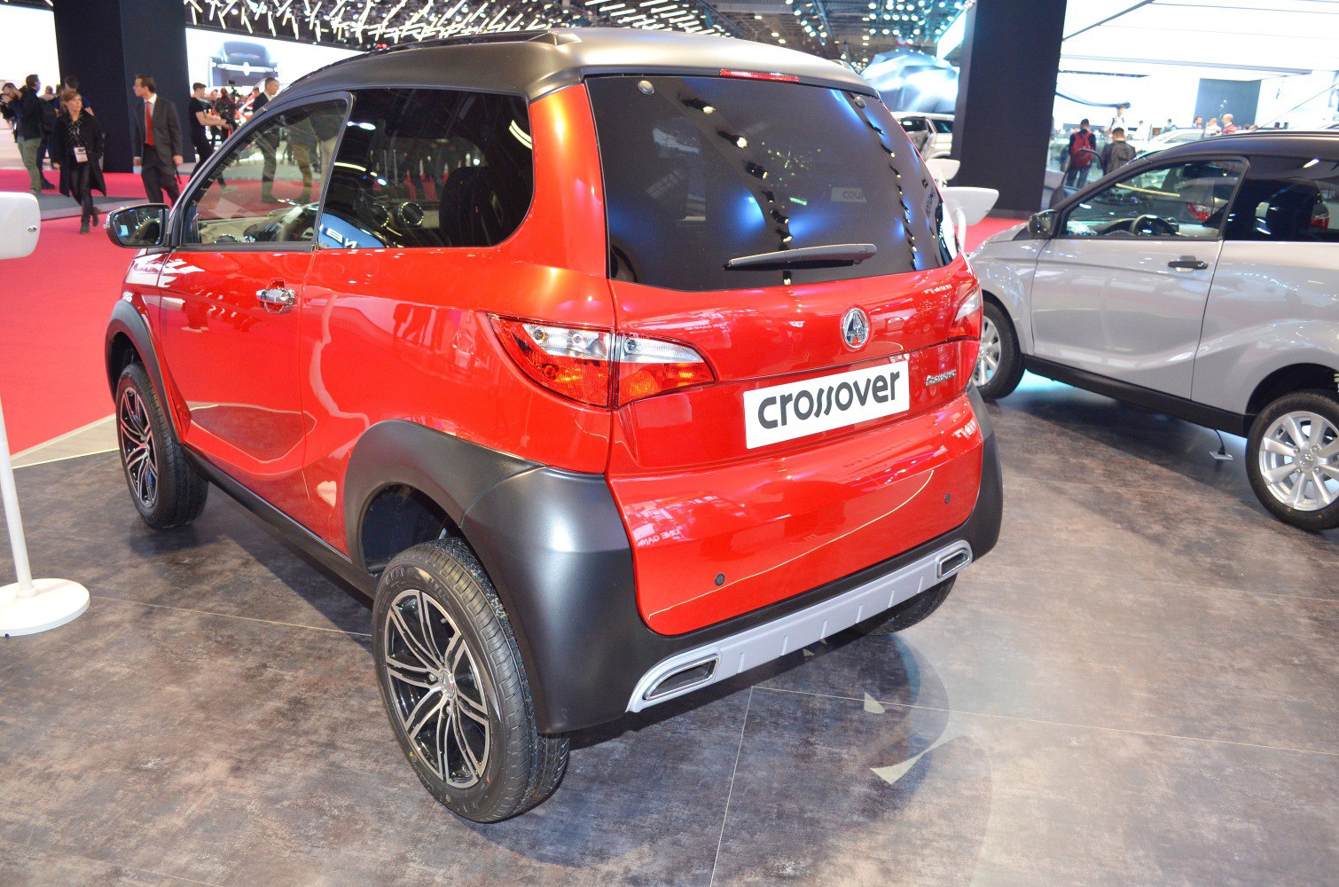 Rear view of compact crossover with stylish tail lights and alloy wheels