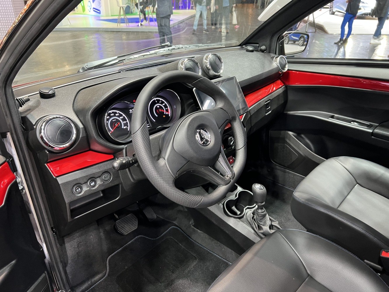 Modern dashboard with steering wheel and instrument cluster