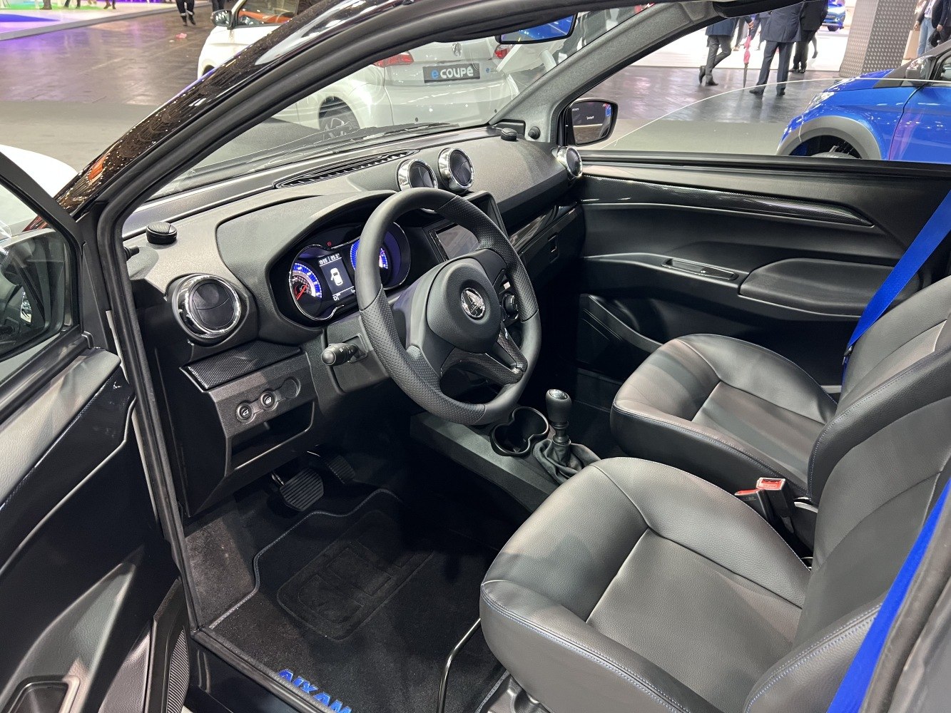 Interior dashboard and seating with manual gear shift