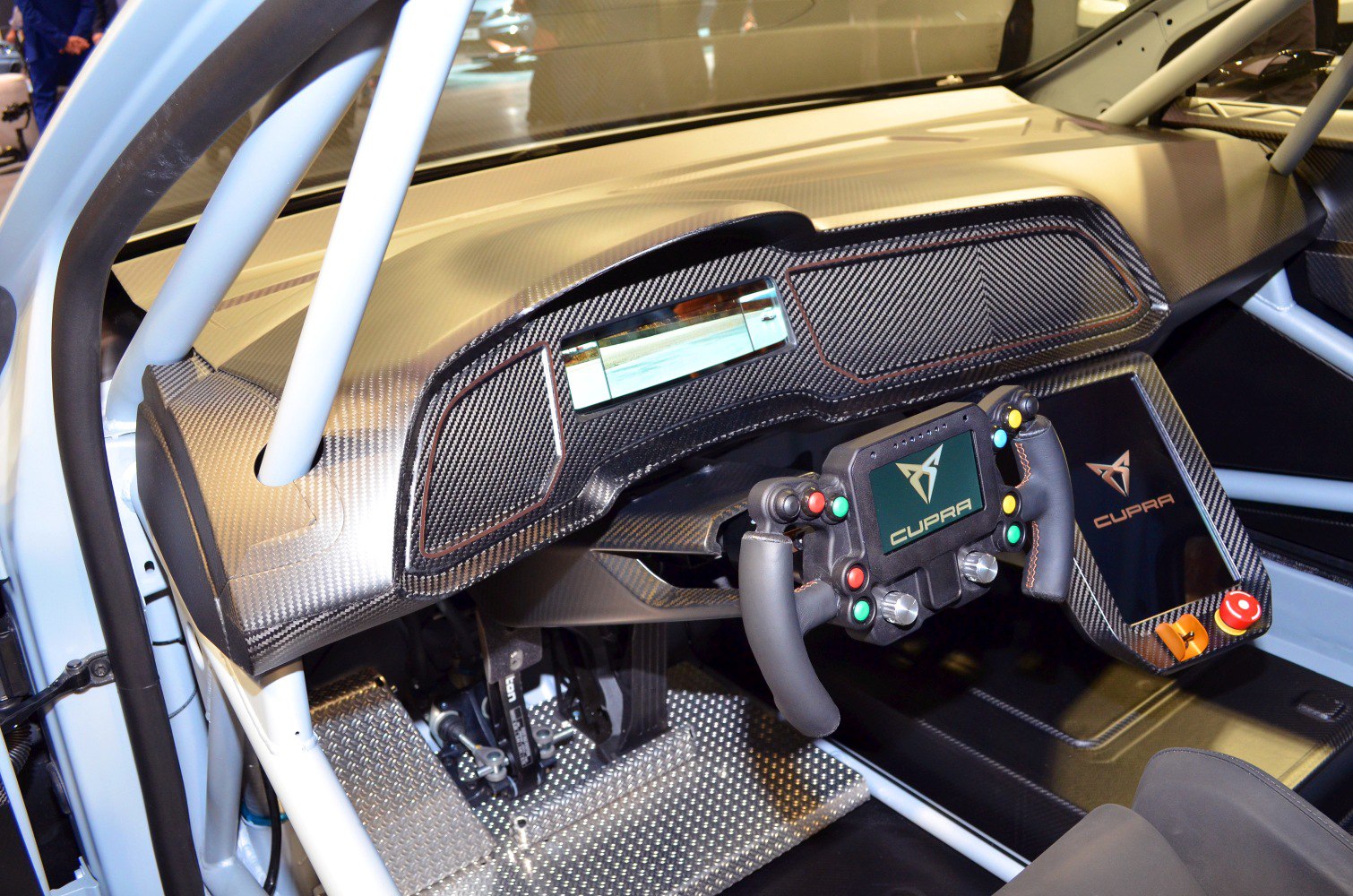 Carbon fiber dashboard and advanced digital racing steering wheel