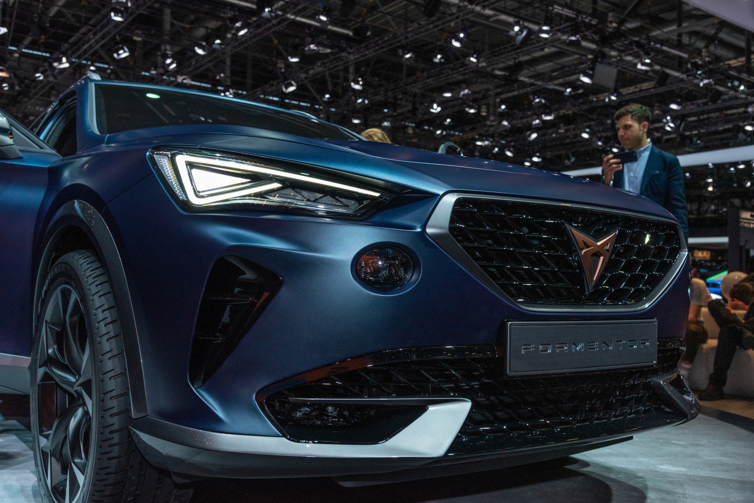 Front grille and LED headlight close-up with sharp, modern design