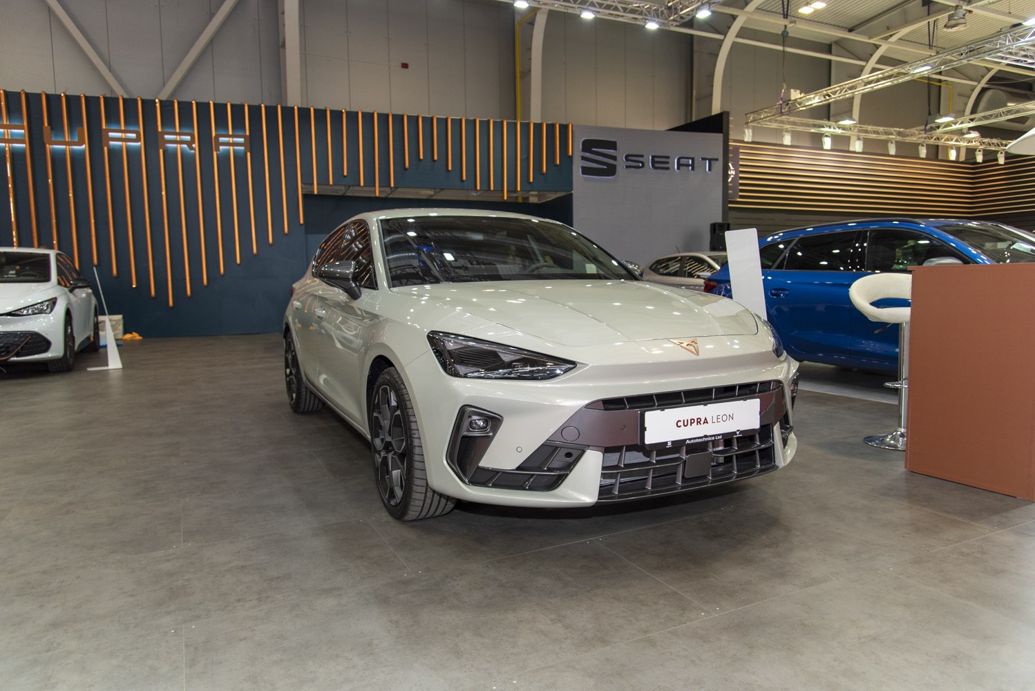 Front view with sporty headlights and bumper design