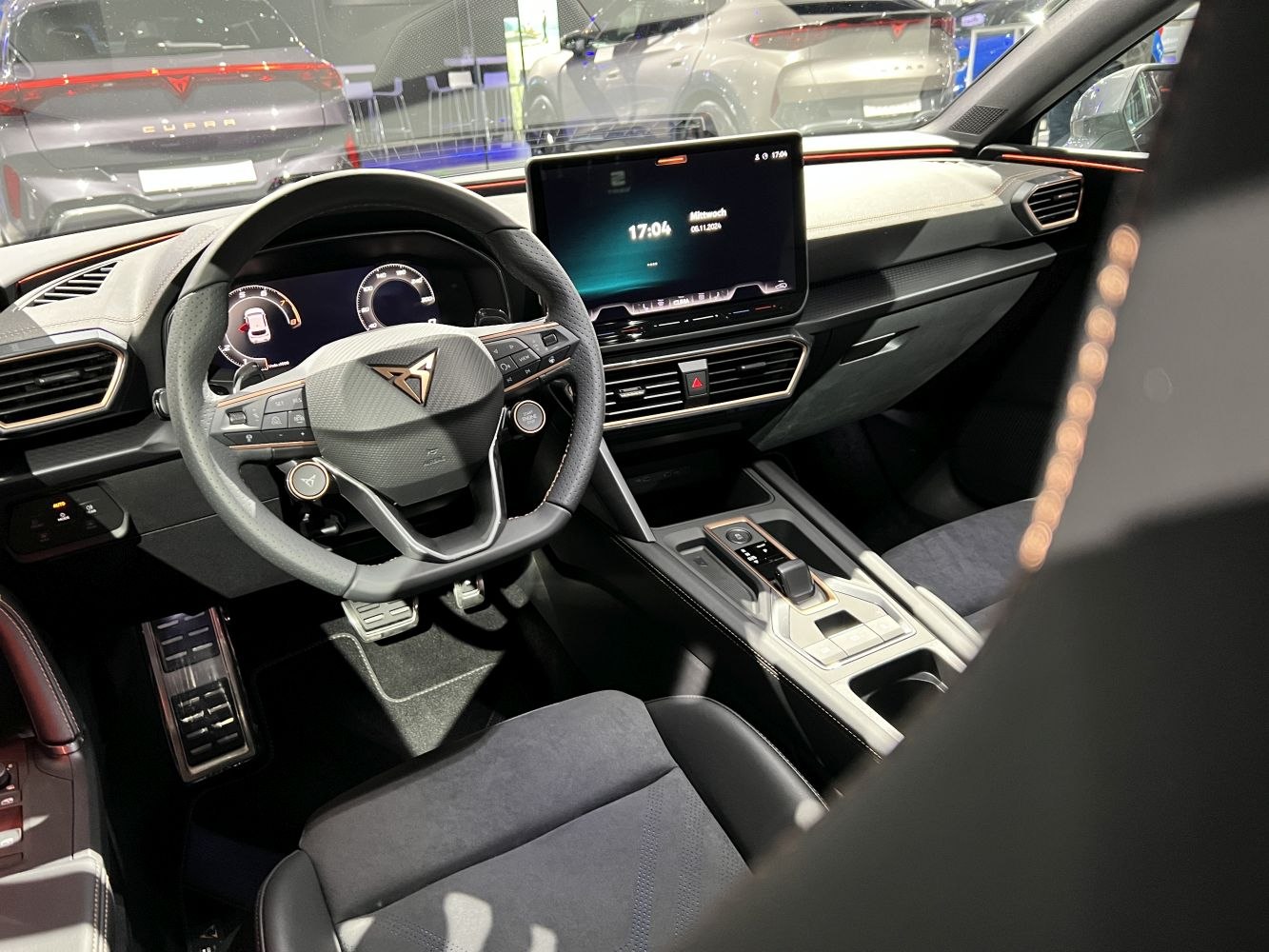 Digital dashboard and central touchscreen of a modern car interior