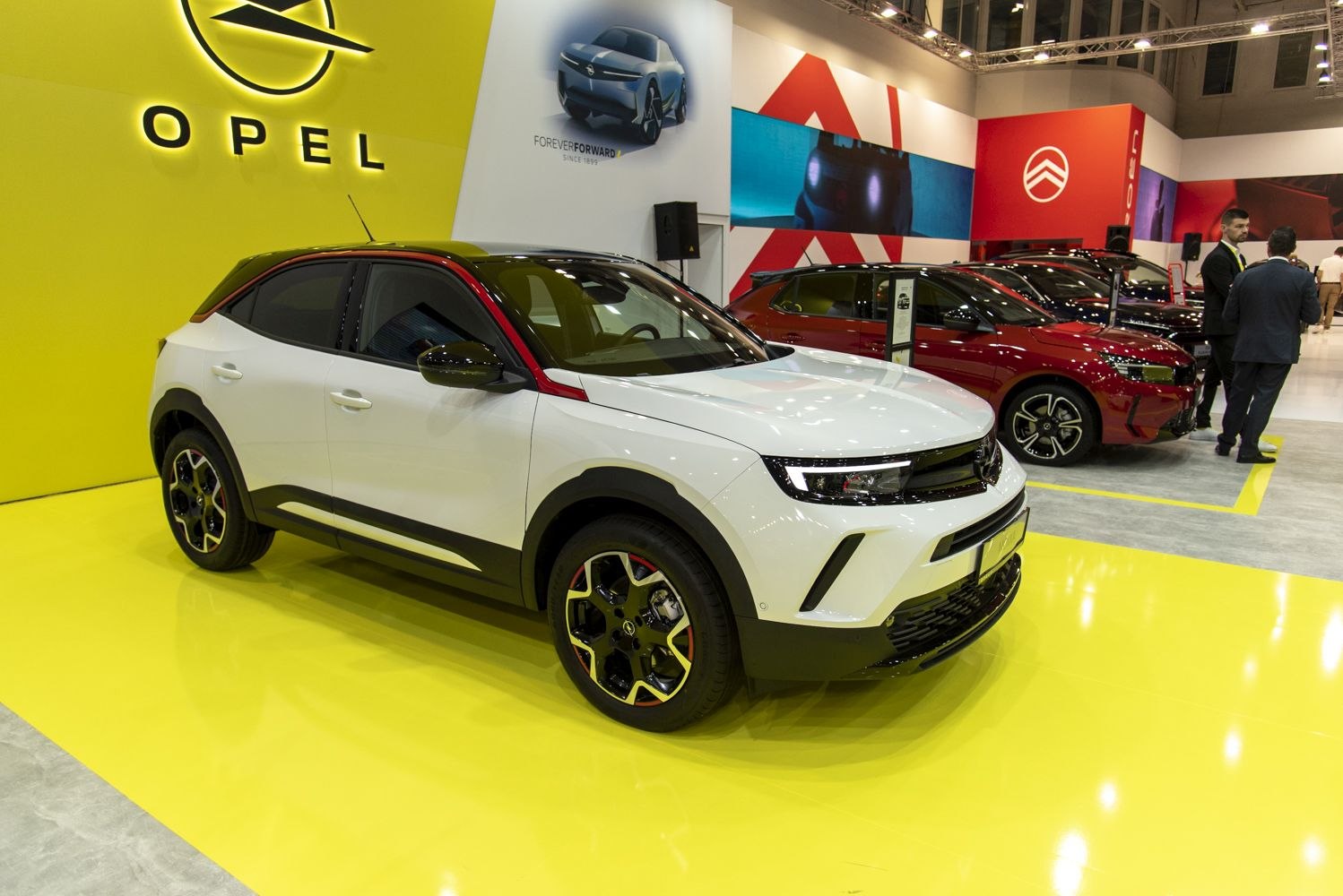 Modern SUV with LED headlights and two-tone black and white roof