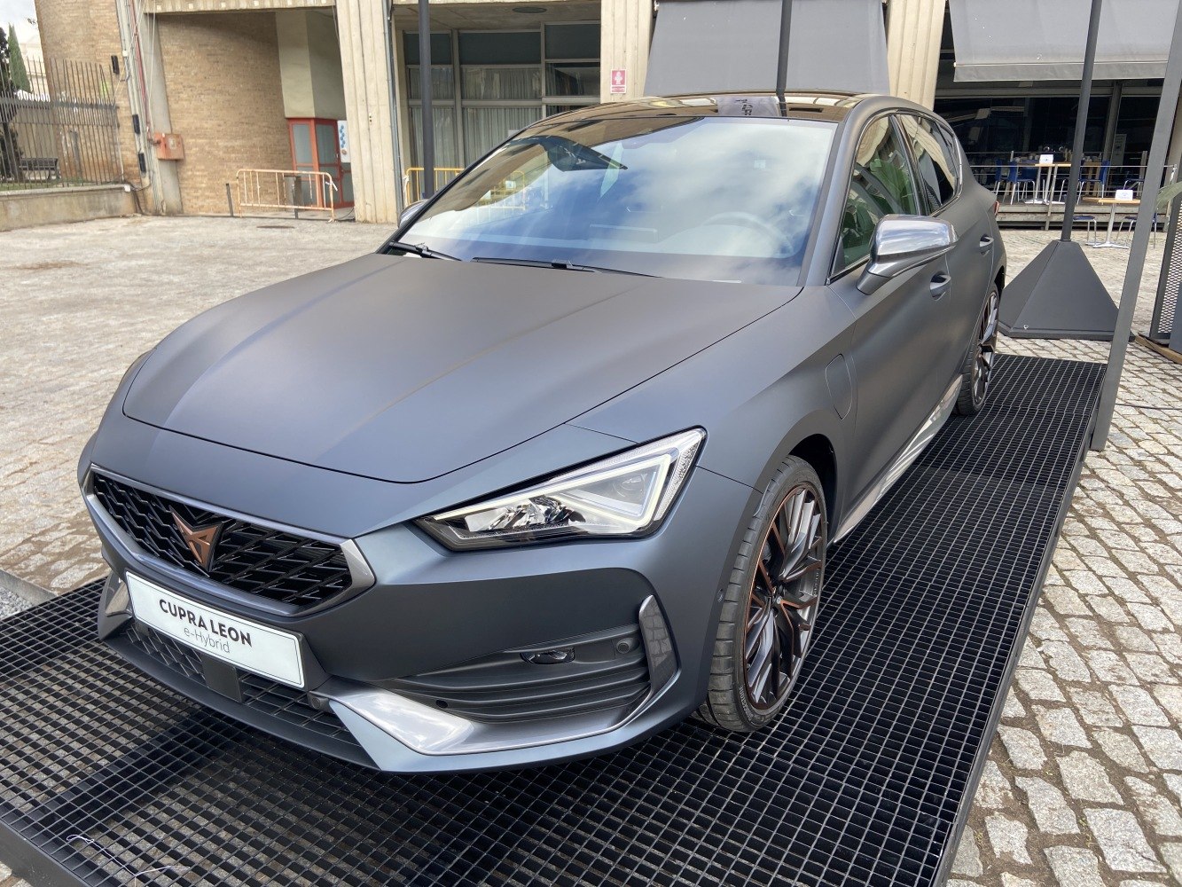 Matte black front with LED headlights and sporty alloy wheels