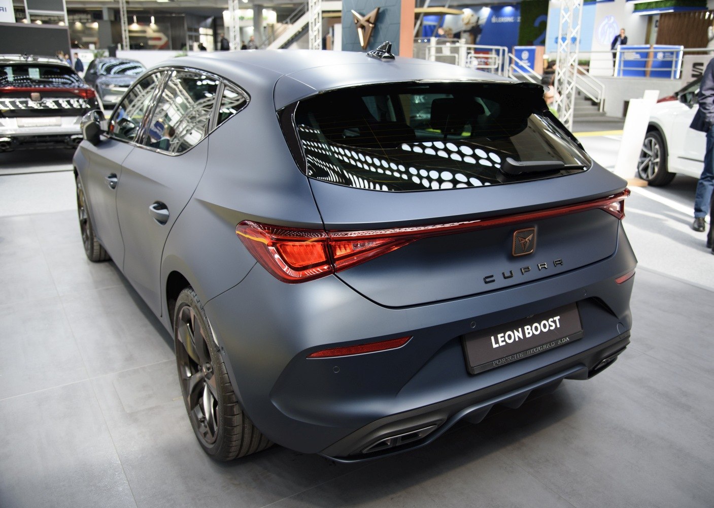 Matte finish hatchback rear with sleek LED taillights and sporty diffuser