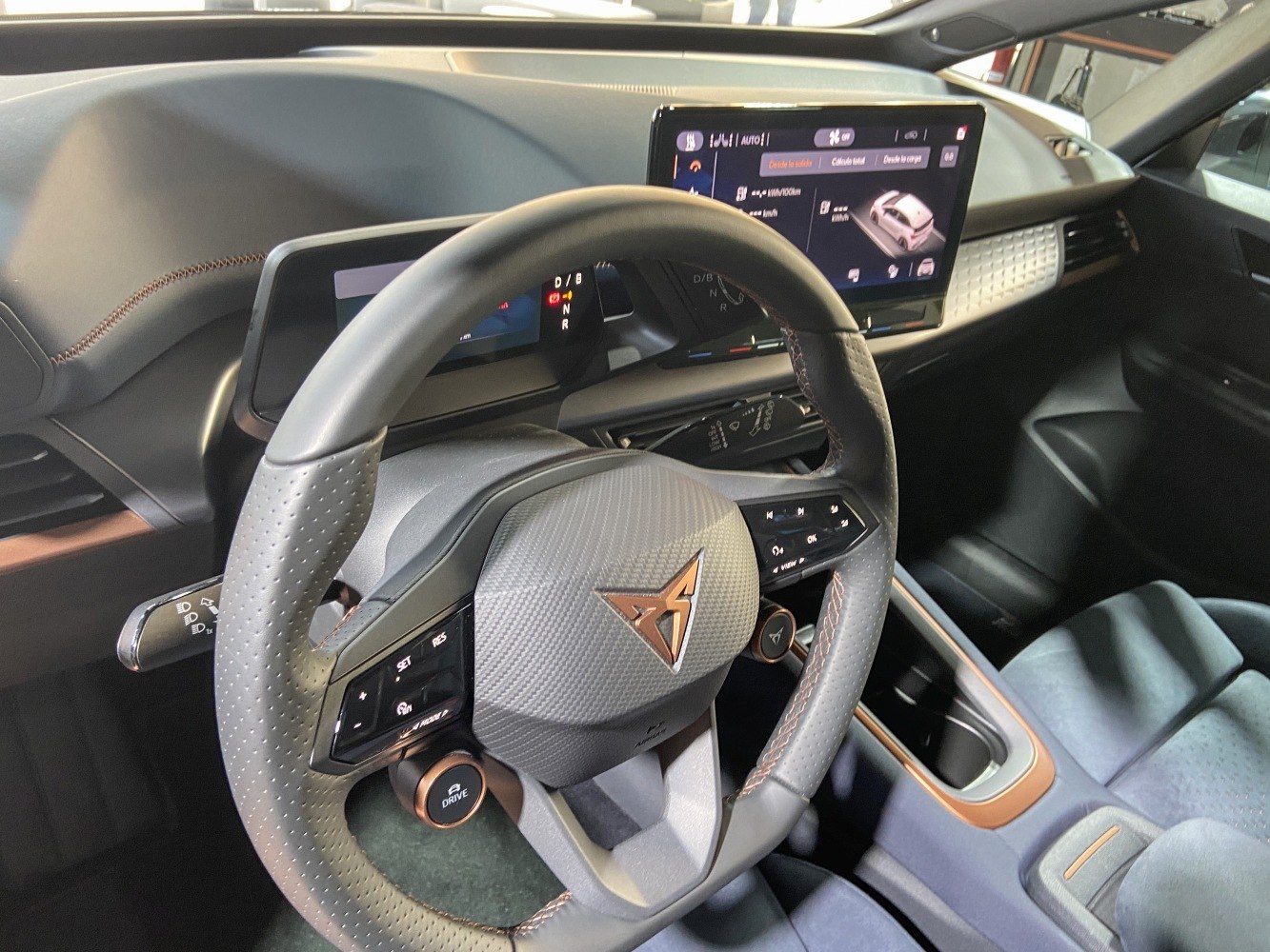 Modern digital dashboard and multifunction steering wheel with ergonomic controls
