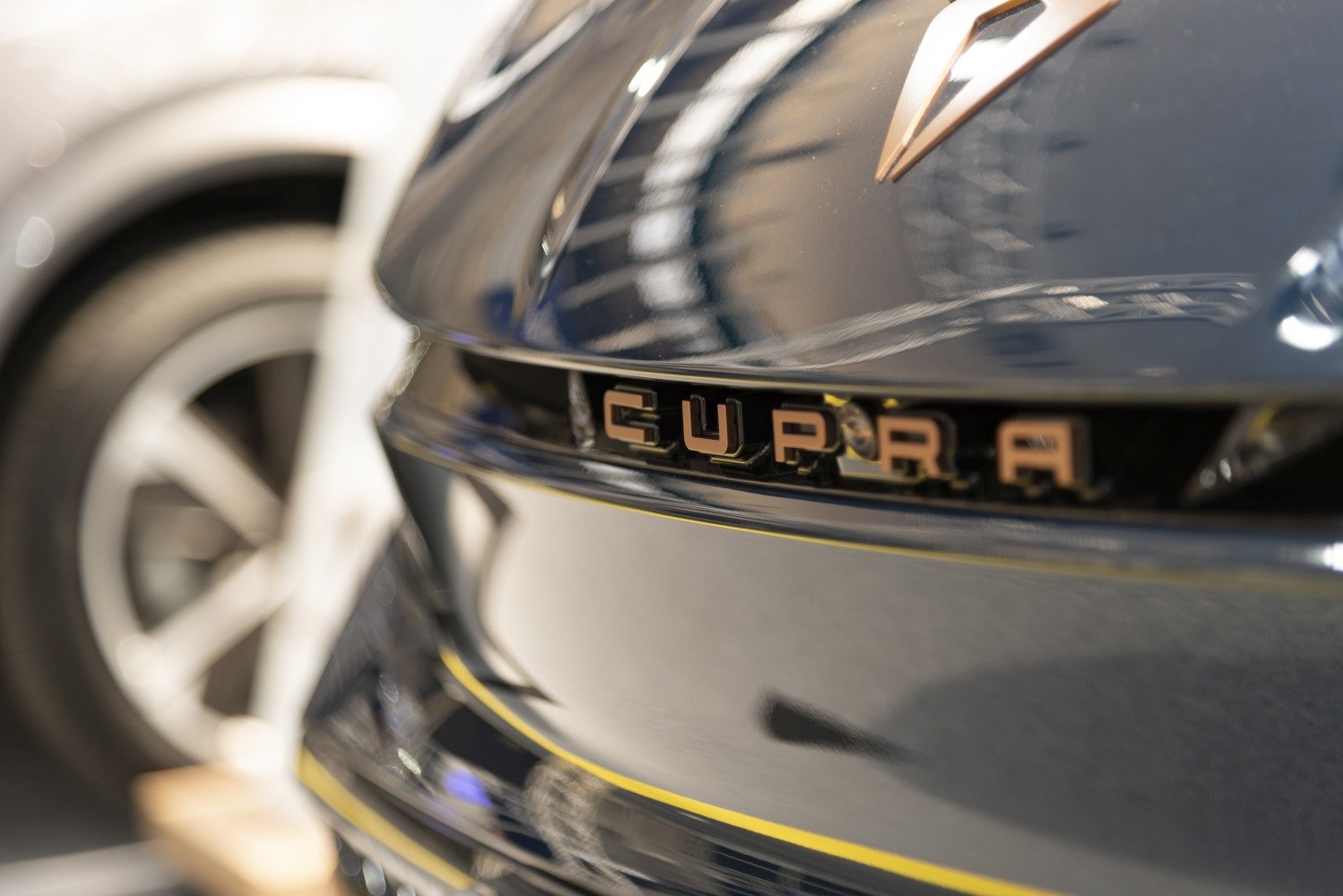 Close-up of Cupra badge and front grille
