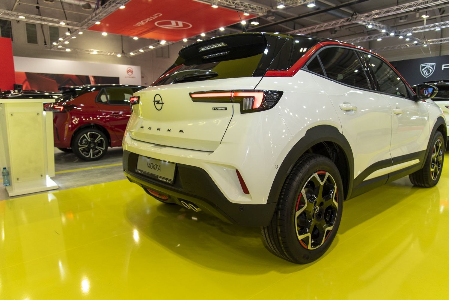Rear view of hybrid SUV with LED taillights and alloy wheels