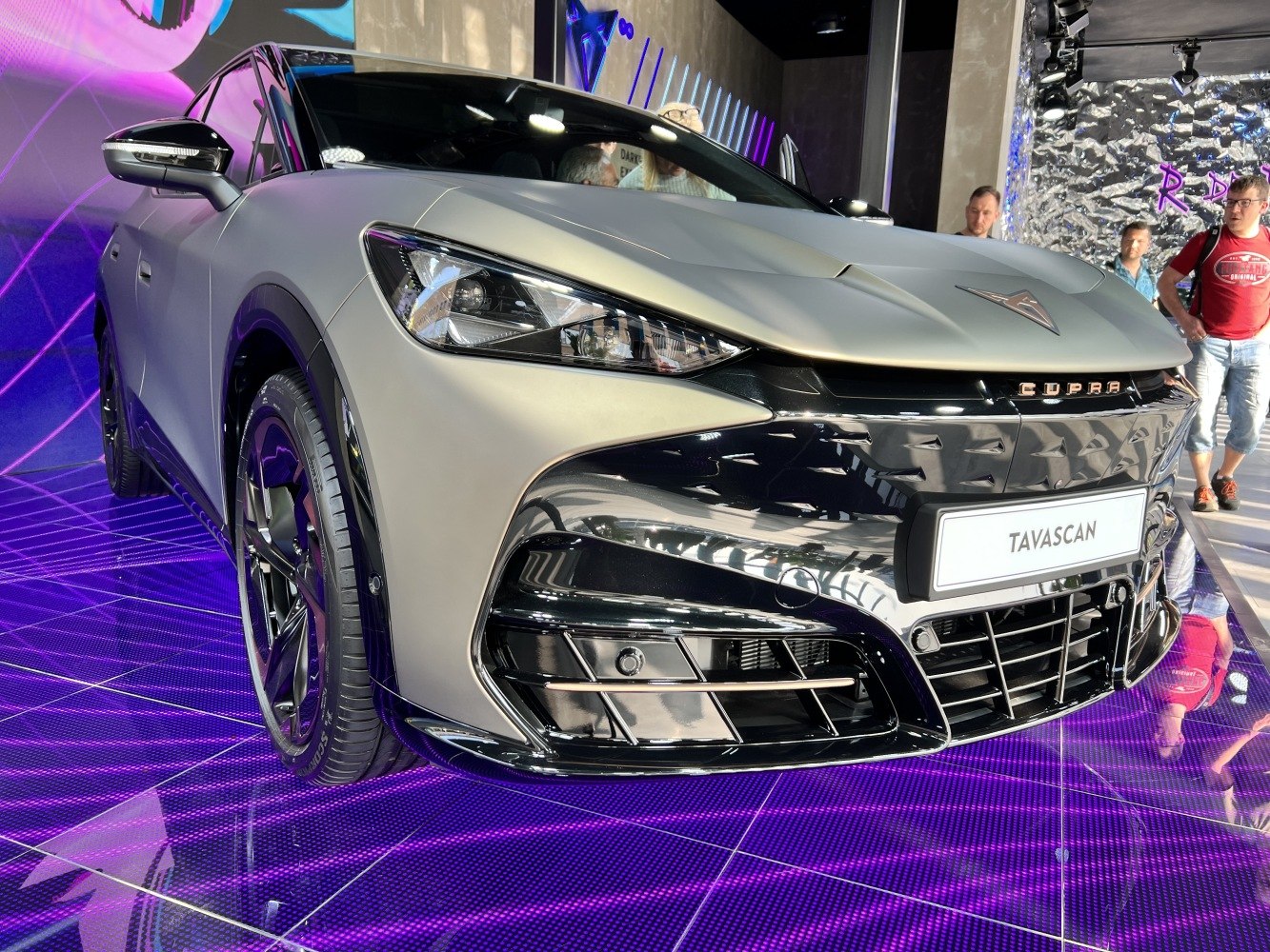 Close-up of front end with LED headlights and prominent grille