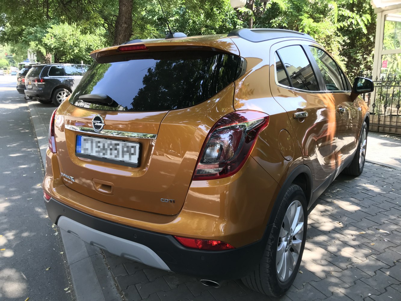 Rear view with distinctive taillights and rear bumper details