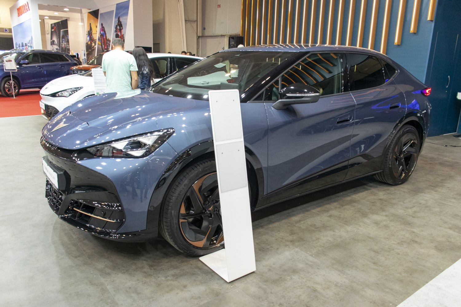 Electric SUV with sharp LED headlights and black copper alloy wheels