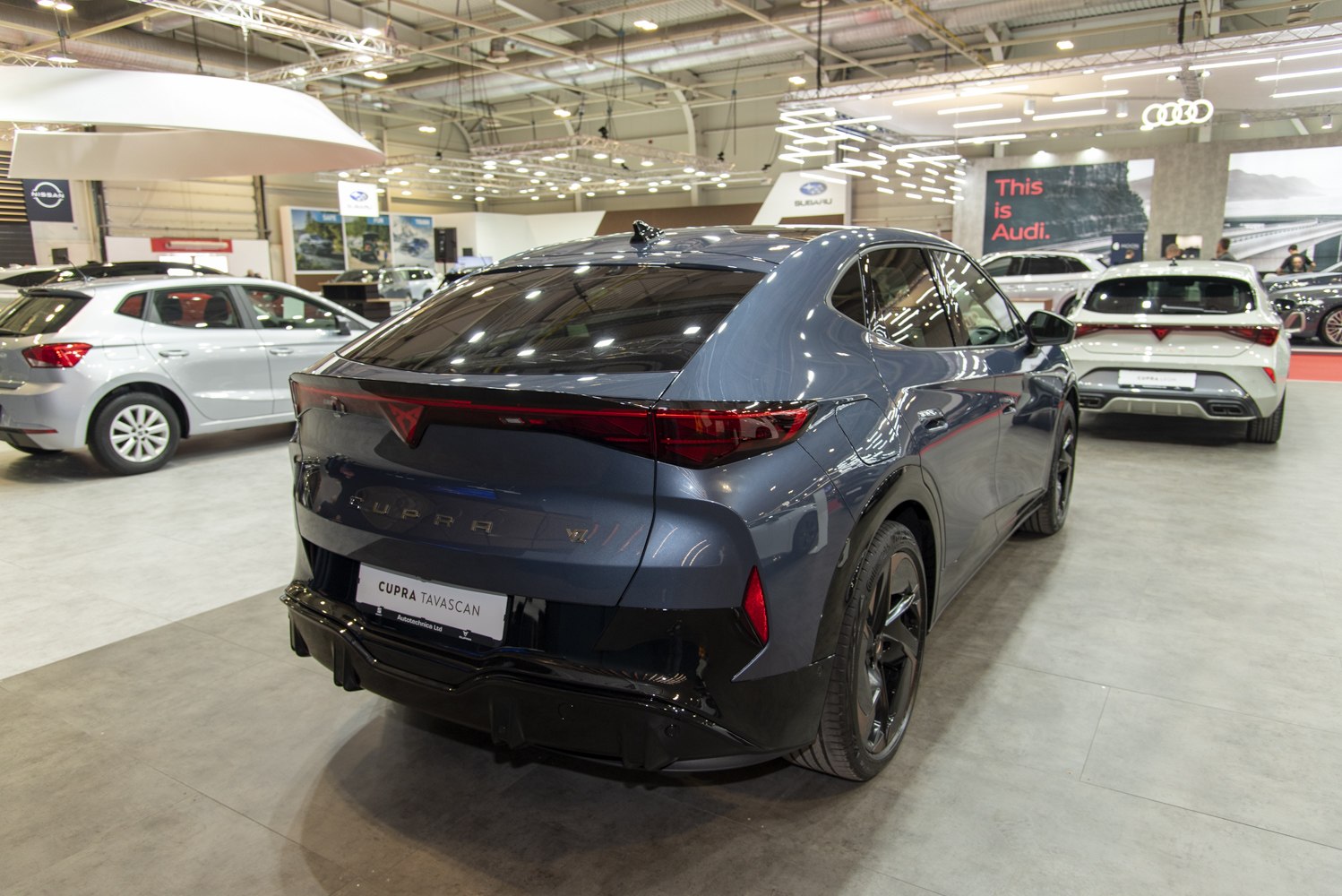 Rear view with LED light strip and sporty diffuser