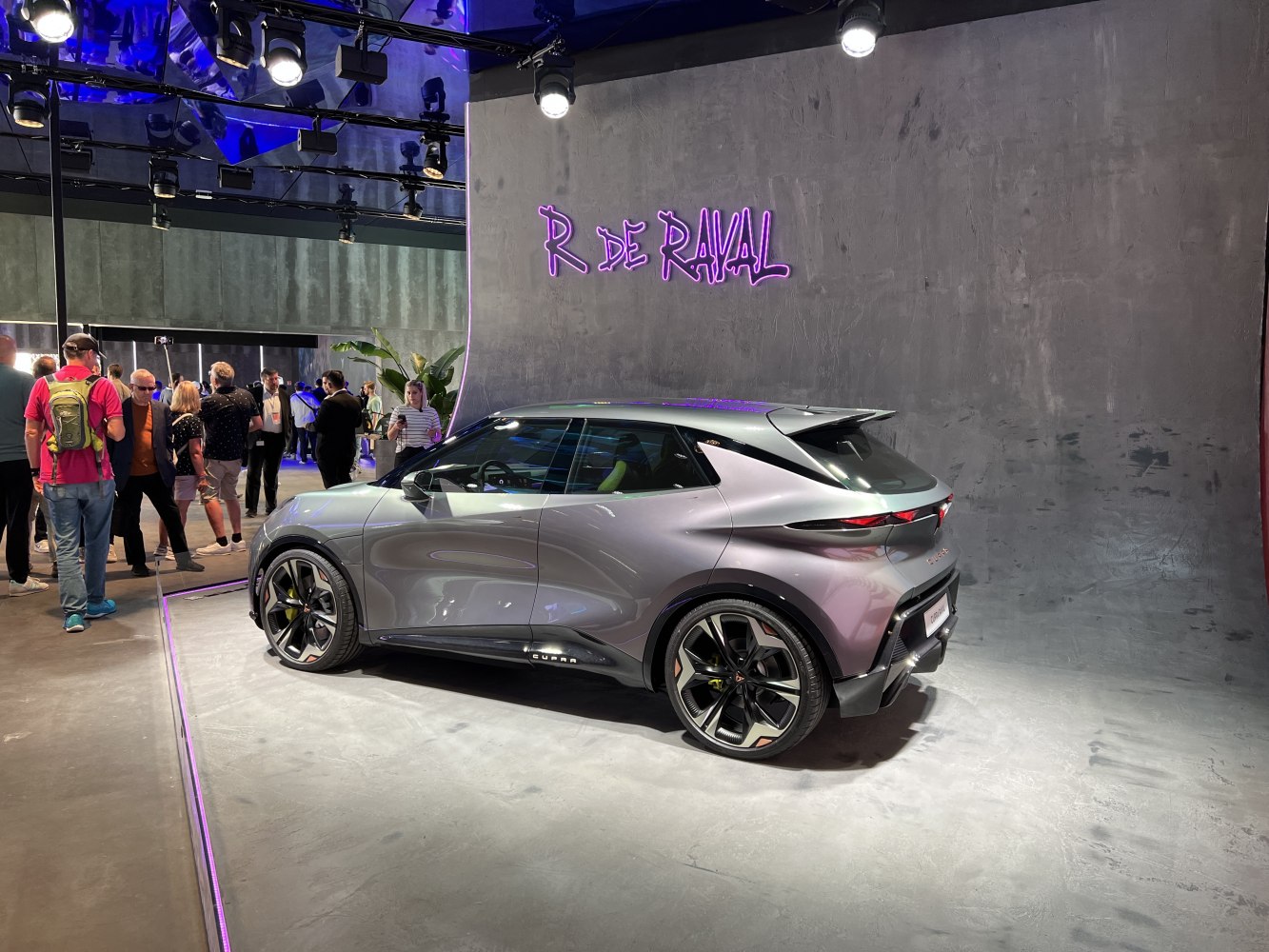 Futuristic compact electric SUV with sharp lines and distinctive rear lights
