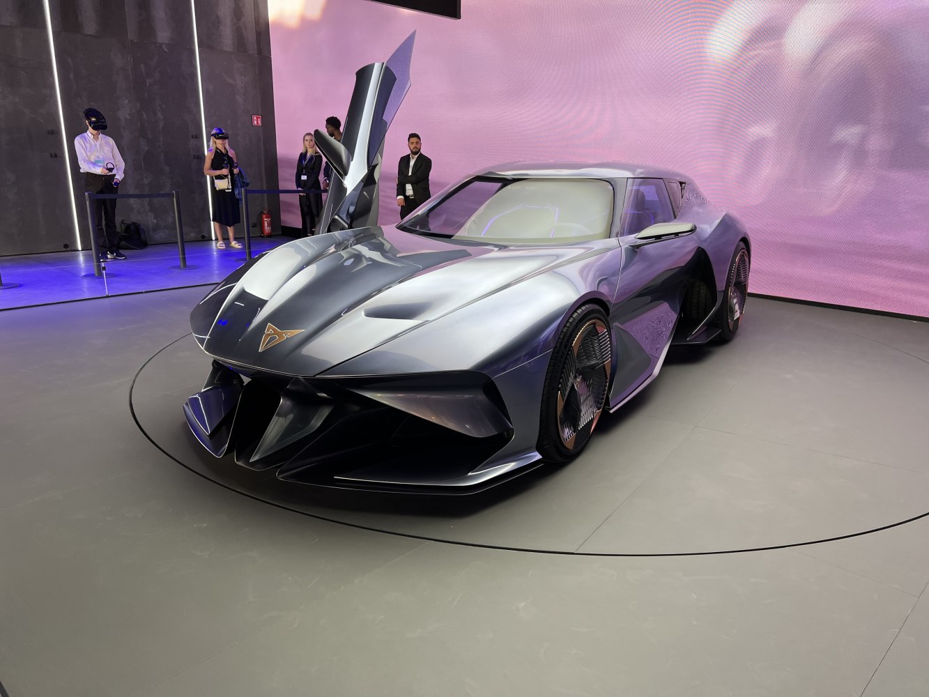 Futuristic sports car with scissor doors and aerodynamic design