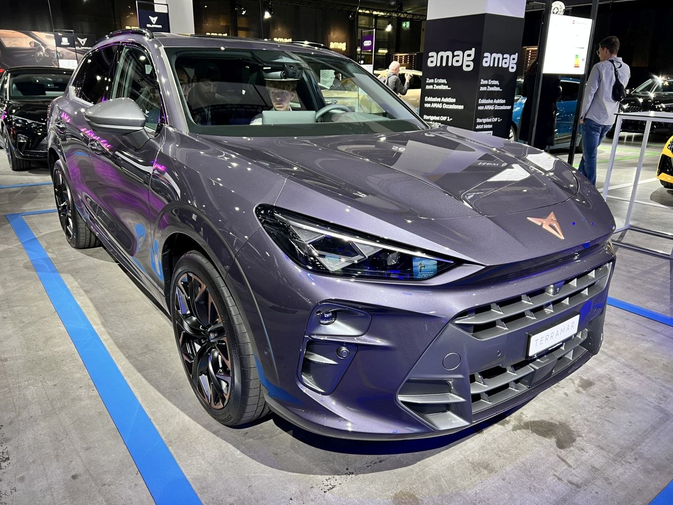 Sharp LED headlights with aggressive front grille and sporty bumper