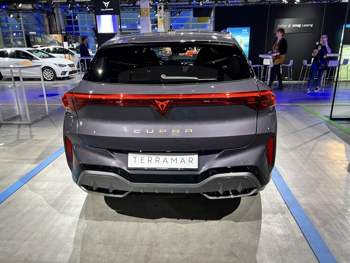 Rear view with full-width LED tail light and integrated diffuser