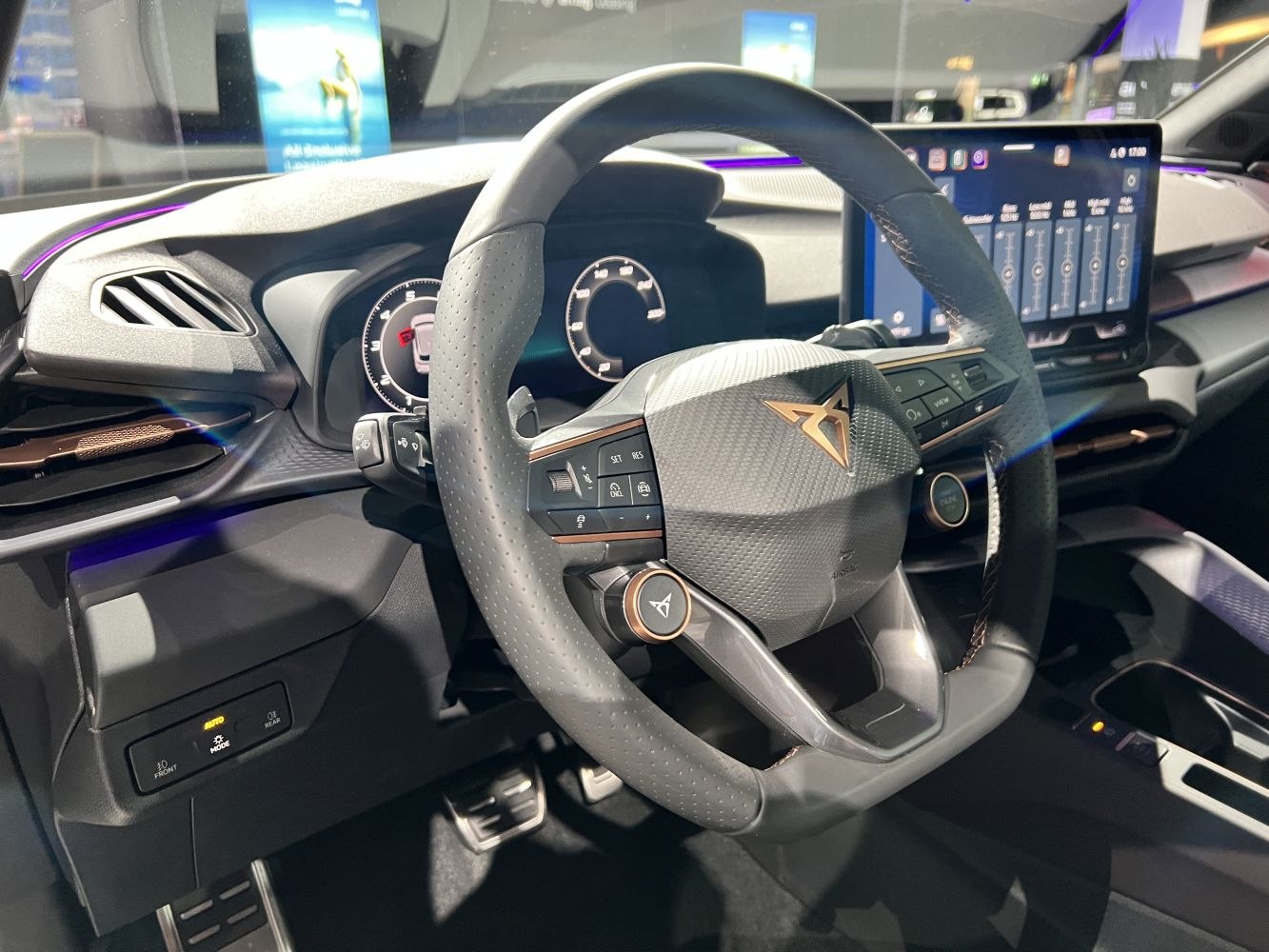 Digital instrument cluster and multifunction steering wheel with touchscreen display