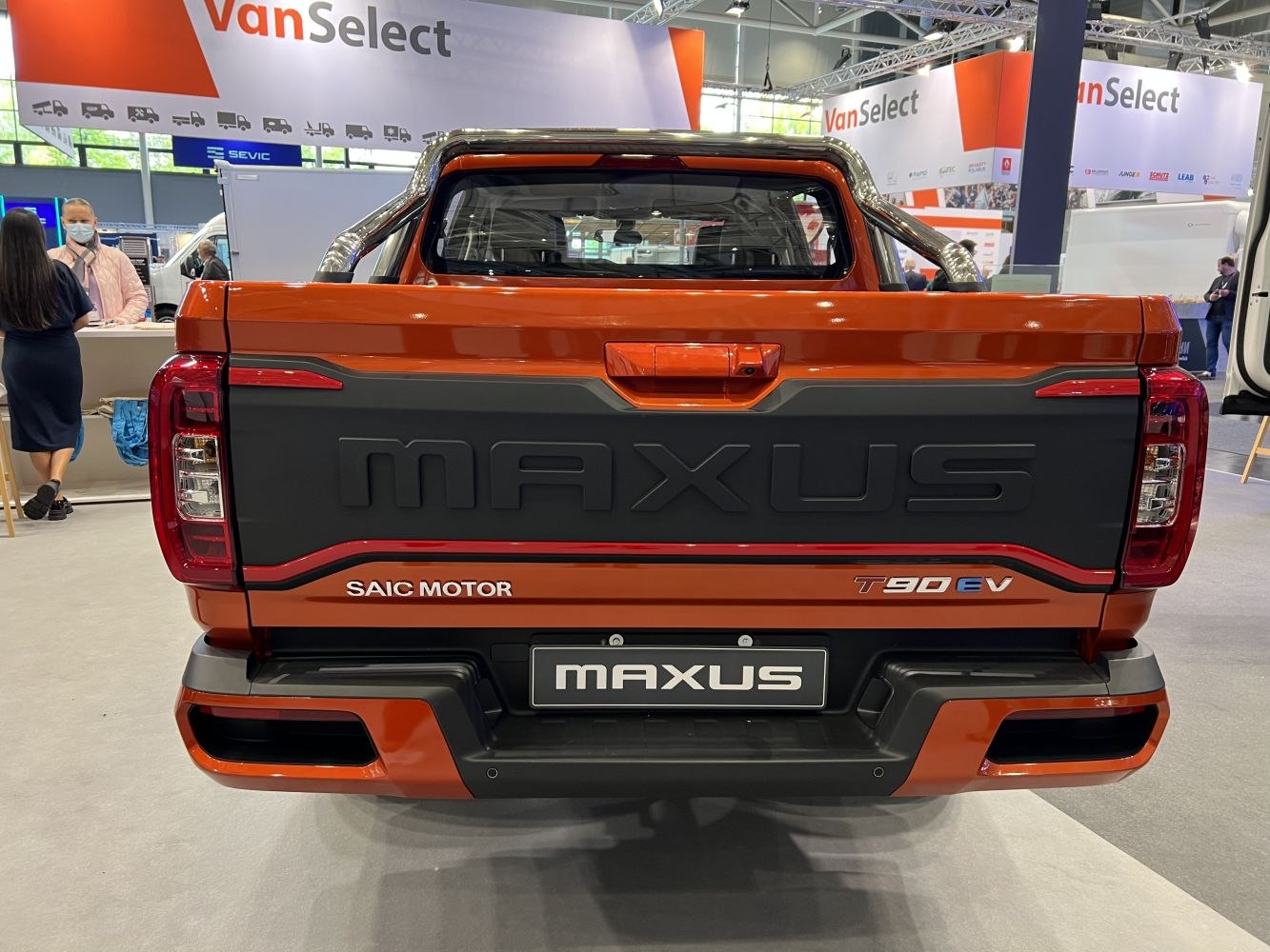 Rear view of pickup tailgate and taillights